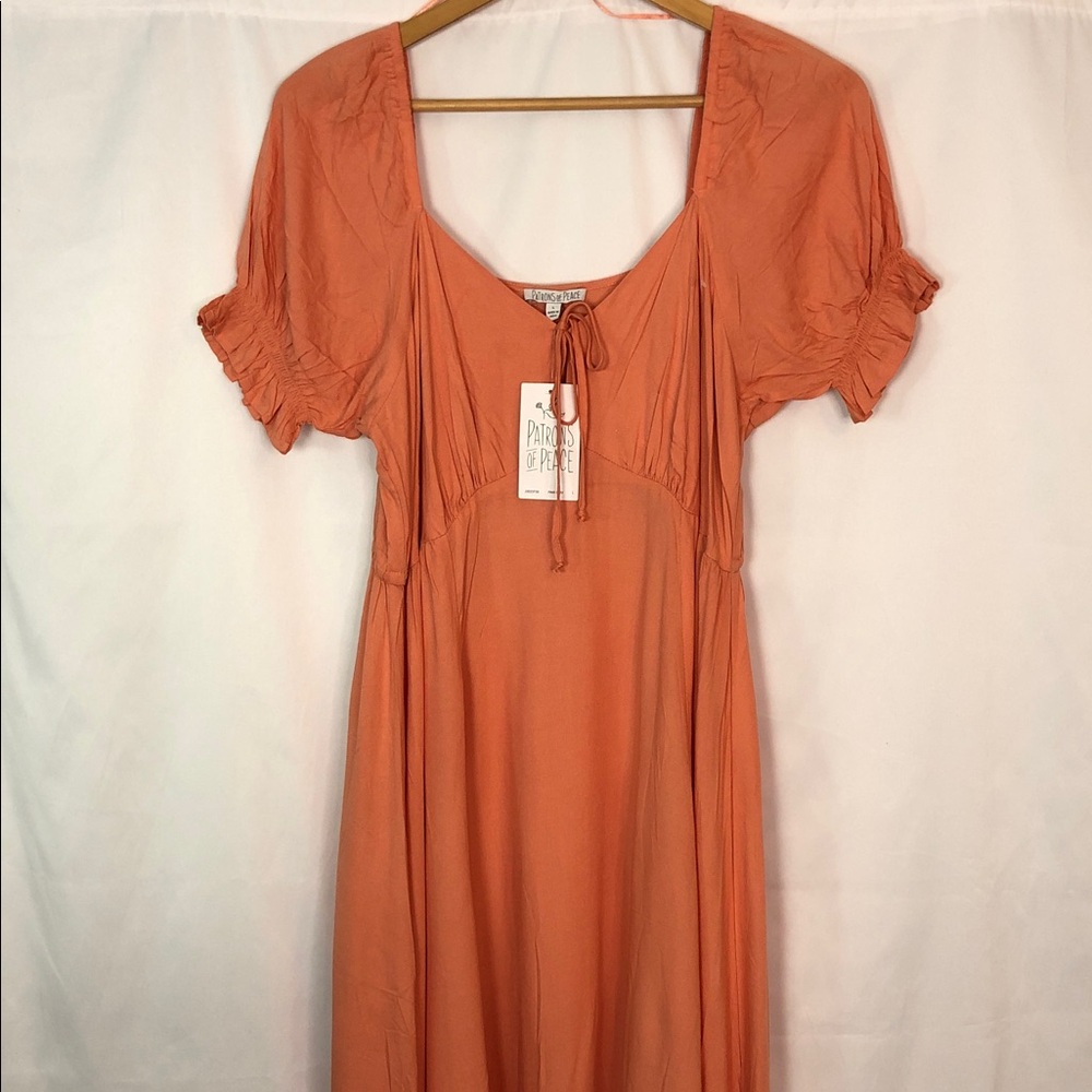 PATRONS OF PEACE Peach Ruffle High-Low Maxi Dress Size L - Picture 7 of 12